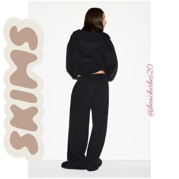 SKIMS Boyfriend Fleece Oversized Straight Leg Pant Onyx Large NWOT - Picture 3 of 5